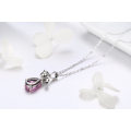 Romantic Rose Flower Pink Water Drop CZ 925 Sterling Silver Chain